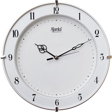 Ajanta Plastic Round Wall Clock &ndash; 19cm Compact Design &ndash; Step Quartz Movement &ndash; White Dial with Minimalist Frame &ndash; Ideal for Home, Kitchen, Office &amp; Study (Model 411-White)