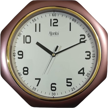 Ajanta Plastic Sweep Analog Wall Clock (Model 1217-Brown) &ndash; Multicolour   24.5 cm x 24.5 cm x 3.8 cm   Silent Sweep Mechanism   Battery Operated   Ideal for Home &amp; Office