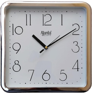 Ajanta Abstract Simple Wall Clock &ndash; White   Modern Analog Design   24W x 39.5H cm   Battery Operated Quartz Movement   Ideal for Home, Office &amp; Bedroom