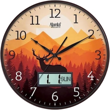 Ajanta Designer Wall Clock 6097 &ndash; Brown   Silent Sweep Movement   Dome Glass   Elegant White Dial with Silver Markers   Home &amp; Office D&eacute;cor