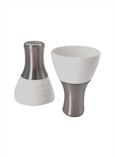 2-Piece Ice Cream Cup Set – White/Silver, Elegant Dessert Cups for Everyday & Entertaining