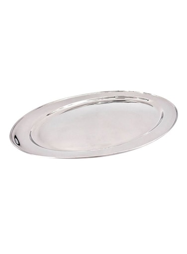 Oval Shaped Platter Silver 50 cm &ndash; Elegant Serving Tray for Dishes &amp; Delicacies