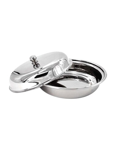 Entree Round Shaped Dish with Lid – Silver, 22x21x11 cm, Elegant Serveware Piece
