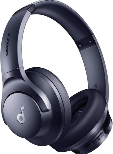 By Anker Q20i Hybrid Active Noise Cancelling Headphones, Wireless Over-Ear Bluetooth, 40H Long ANC Playtime, Hi-Res Audio, Big Bass, Customize Via An App, Transparency Mode, Ideal For Travel Blue Blue