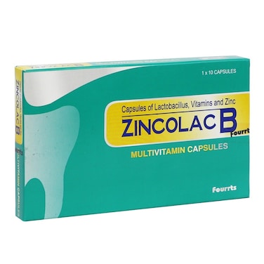 Zincolac B Multivitamin Supplement Capsules With Zinc &amp; Probiotics, Pack of 10's