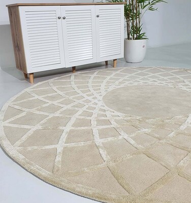 Handmade Ramsha Multi Color Wool &amp; Cotton 200cm Round Hand Tufted Rug - HTWV 61