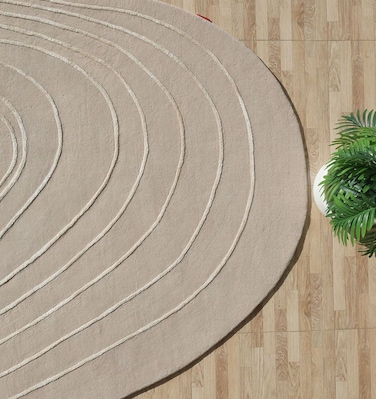Ramsha Off-White Handmade Area Rug 200x300cm Wool, Tencel &amp; Cotton - HTWV 110