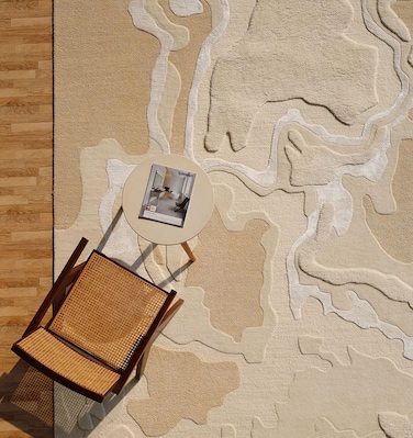 Ramsha Handmade Living Room 200x300 CM Shape Natural White Color Handmade Area Rug - HTWV-129
