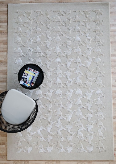 Ramsha Handmade Living Room Natural White Color 300X400 CM Handmade Area Rug - HTWV-131