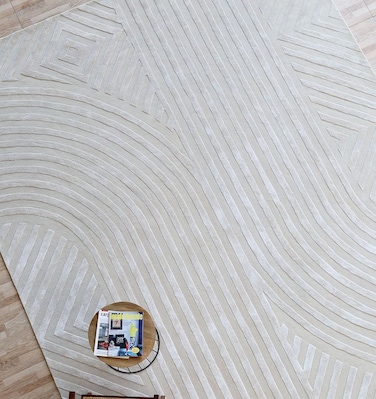 Ramsha Handmade Living Room Natural White Color 300x400 cm Handmade Area Rug - HTWV-142