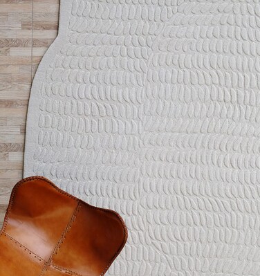 Ramsha Handmade Living Room Natural White Color 200X300 cm Shape Handmade Rug - HTW 104