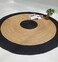 Handmade Natural &amp; Black Color 120 CM Ramsha Braided Jute Round Rug - BR 003