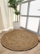 Ramsha Handmade Natural &amp; Black Color 150 CM Braided Jute Round Rug - BR 004