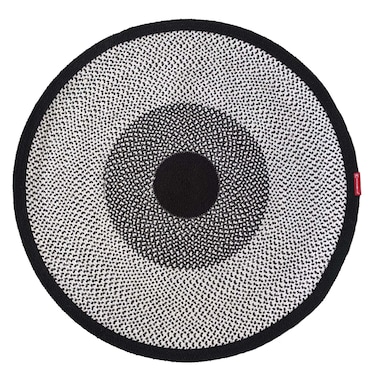 Handmade White &amp; Black Color 90 CM Cotton Round Rug - BR 010