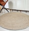 Handmade Natural &amp; White Color 120 CM Braided Jute Round Rug - BR 012