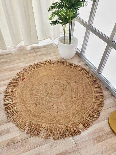 Handmade Natural Color 120 CM Braided Jute Floor Round Rug - BR 015