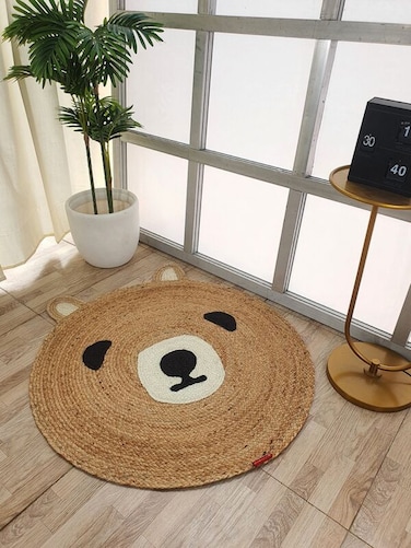 Handmade Natural Color 90cm Bear Shape Jute Rug - BR 022