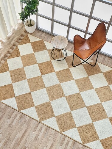 Handmade Ramsha outdoor rug with tassel border area rug kichen mat 160x240 cm Natural &amp; Bleach Color Braided Rug - BR 031