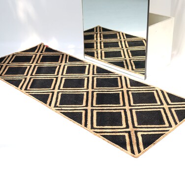 Handmade Ramsha Natural &amp; Black Color 80x200cm Jute Floor Hallway Braided Rug for - BR 038