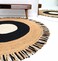Ramsha Handmade Natural &amp; Black Color 150 CM Braided Jute Round Rug - BR 001