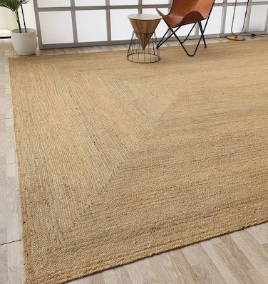 سجادة الجوت المضفرة سجادة سوداء وطبيعية 90 سم سجادة مستديرة الشكل