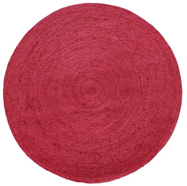 Ramsah Handmade red color 150 cm round rug br-060 Braided Jute Floor Round Rug