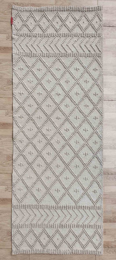 Ramsha Handmade Natural &amp; Grey Color  80X200 CM Dining Room Decor Woven Rug - SR 026