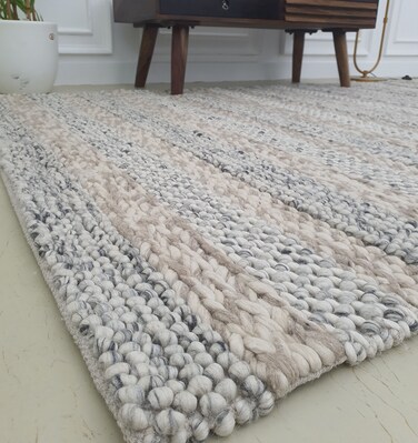 Ramsha Handmade Area Rug Natural Color 200x300cm Wool &amp; Cotton Woven Rug - SR 050