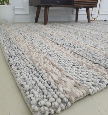 Ramsha Handmade Natural Color 300x400cm Woven Wool &amp; Cotton Area Woven Rug - SR 050