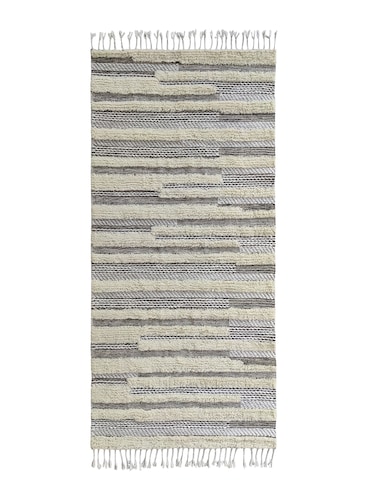 Ramsha Handmade Natural Color 80x200cm Wool Woven Rug with Fringes - SR 053