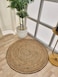 Ramsha Handmade Area Rug Natural &amp; Black Color 200 CM Braided Jute Round Rug - BR 004
