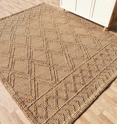 سجادة الجوت المضفرة سجادة سوداء وطبيعية 90 سم سجادة مستديرة الشكل