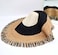 Handmade Natural &amp; Black Color 90 CM Ramsha Braided Jute Round Rug - BR 001