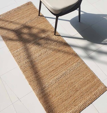 Ramsha Handmade rug runner 80x200 cm Natural color Decorative bedroom rug Jute Floor Braided Rug - BR 071