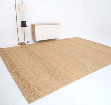 Ramsha Handmade Natural Color Jute Area rug 250x350 cm br-071 bedroom rug Floor Braided Rug