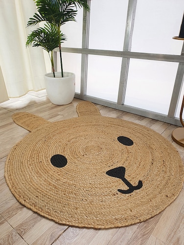 Ramsha kids rug rabbit rug for bedroom 100 cm br-078 Handmade Jute Round Braided Rug