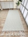 Ramsha Handmade 80x200cm Natural White Color Bedroom Decor Woven Rug with Fringes - SRN 007
