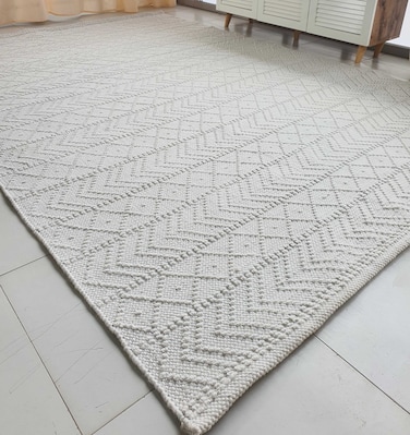 Handmade Ramsha White Color 80X200 CM Home Decor Polyester Woven Rug - SR 022