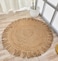 سجادة الجوت المضفرة سجادة سوداء وطبيعية 90 سم سجادة مستديرة الشكل