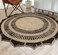 Handmade rug 150 cm round shaped rug Natural and black Color Crochet Jute Round Rug - CR 012
