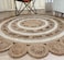 Handmade Outdoor rug 200 cm round shaped rug Natural Color CR-014 Crochet Jute Round Rug
