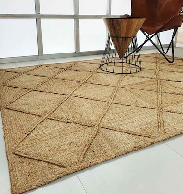 سجادة الجوت المضفرة سجادة سوداء وطبيعية 90 سم سجادة مستديرة الشكل