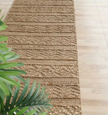 سجادة الجوت المضفرة سجادة سوداء وطبيعية 90 سم سجادة مستديرة الشكل