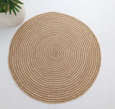 Handmade Natural Round Jute Rug - 90 CM Circle Jute Rug for Home Decor (BR 088)