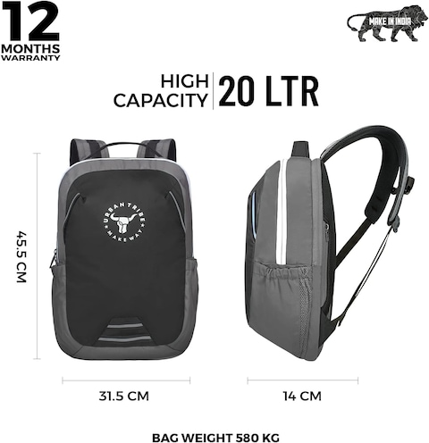 URBAN TRIBE Amigo Lite Laptop Backpack, Black, L, Casual