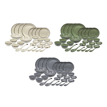 Kitchen Master 28-Piece Melamine Dinnerware Set - Bowls, Plates, and Spoons (Assorted Colors), DW8901