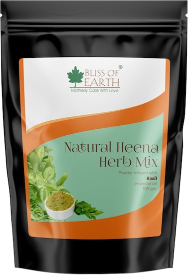 Bliss of Earth Basil Henna Powder, Herbal Hair Color, 100g - Natural Henna Hair Dye Powder