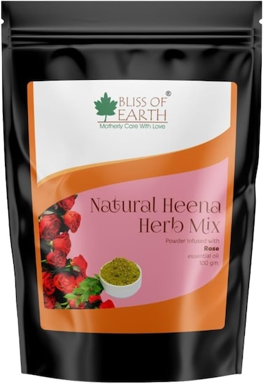 Bliss of Earth Rose Henna Powder, Herbal Hair Color, 100g - Natural Henna Hair Dye Powder