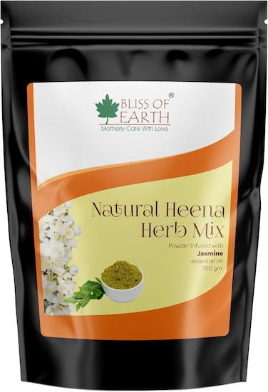 Bliss of Earth Jasmine Henna Powder, Root Touch Up Hair Color, 100g - Natural Henna Hair Dye