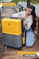 Nasher Miles Istanbul Hard-Sided ABS and PC Luggage Set of 3   55cm, 65cm &amp; 75cm   8 Wheels Small, Medium &amp; Large Trolley Bag for Travel   Suitcase (Yellow Grey)